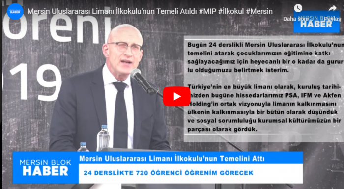 Mersin Uluslararası Limanı İlkokulu'nun Temeli Atıldı